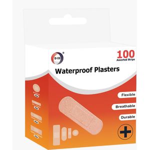 100x Pleisters diverse soorten/maten waterproof - Pleister set - Wondpleisters - EHBO