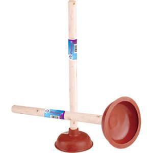 DID Ontstopper voor toilet of gootsteen - hout - rubber - zuignap - 14,5 cm - plopper - klassiek