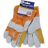 Leren werkhandschoenen oranje/grijs voor volwassenen - Handschoenen voor tuin en kluswerkzaamheden.
