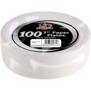 100x Witte bordjes van karton rond 23 cm - Wegwerpborden van karton - Feestbordjes - Feestartikelen tafeldecoratie