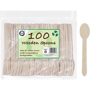 DID Wegwerp lepels duurzaam hout - 100x - biologisch afbreekbaar