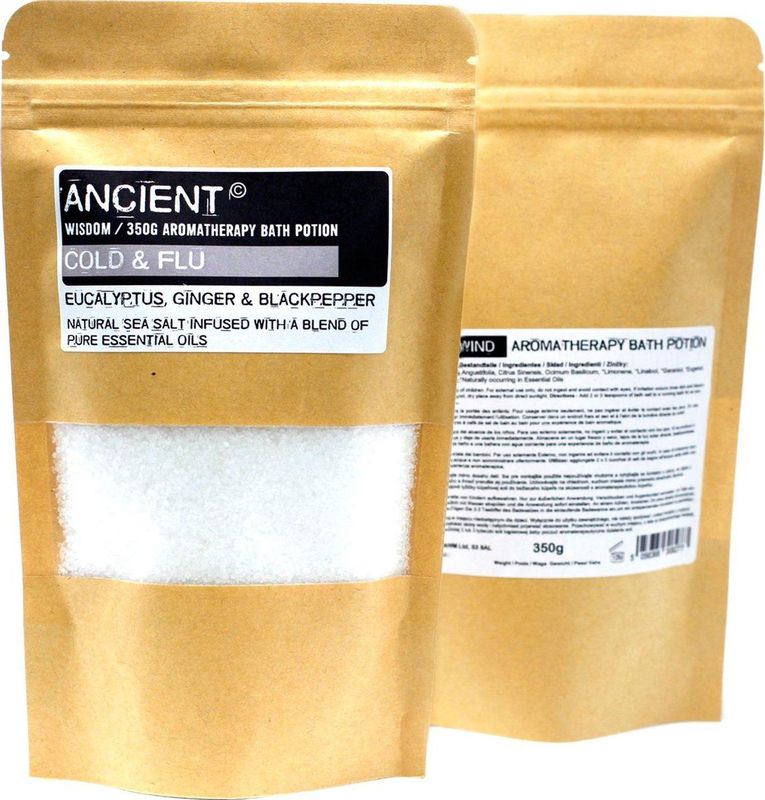 AWGifts - Aromatherapie Badzout - Verkoudheid & Griep - Eucalyptus - Gember - Zwarte Peper - 350 g