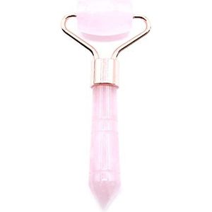 Rozenkwarts Mini Gezichtsroller - Face Roller - 9x4x1.5cm - Edelsteen - Met 100% Katoenen Etui