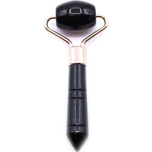 Zwarte Obsidiaan Mini Gezichtsroller - Face Roller - 9x4x1.5cm - Edelsteen - Met 100% Katoenen Etui