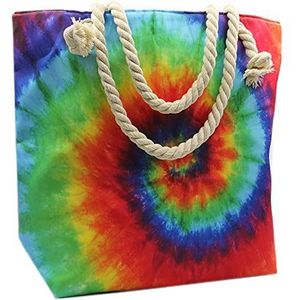 Strandtas - Rood, Blauw & Groen - Psychedelische Batiktas - Schoudertas - Tie-Dye - 45,5x14,5x38,5cm