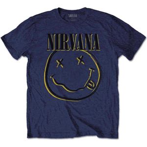 Nirvana - Inverse Happy Face Kinder T-shirt - Kids tm 6 jaar - Blauw