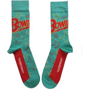 David Bowie - Stars Outline Logo - Sokken - Groen - 80% Katoen, UK Size 7 - 11 (Euro Size 41 - 45)