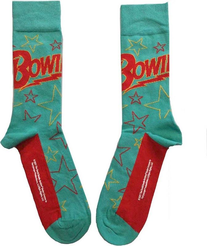 David Bowie - Stars Outline Logo - Sokken - Groen - 80% Katoen, UK Size 7 - 11 (Euro Size 41 - 45)