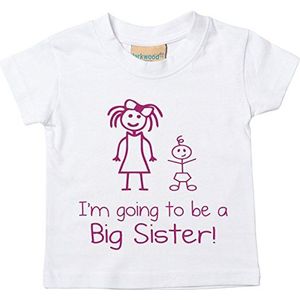 I'm Gehe to Be A Big Sister wit T-shirt baby kleine kinderen beschikbaar in de maten 0-6 maanden tot 14-15 jaar Nieuw baby zus cadeau