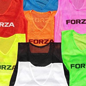 FORZA Trainingshesjes [10 Stuks] - Pro Voetbal Fluo/Trainingsvestjes – Reeks Kleuren & Maten Verkrijgbaar (Kids, Blauw)