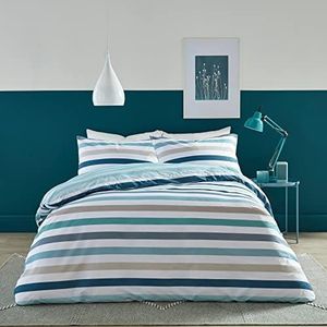 Fusion - Carlson Stripe - omkeerbaar beddengoed - tweepersoonsbed in blauwgroen