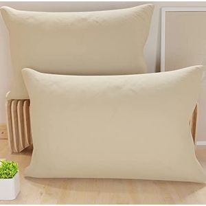 PETTI Artigiani Italiani - Paar kussenslopen voor bed, kussenslopen, effen, taupe, 100% anti-allergische microvezel, 100% Made in Italy