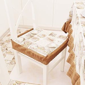 PETTI Artigiani Italiani - Kussens voor keukenstoelen met elastiek, 2 stuks, stoelkussens van katoen met elastiek 40 x 40 cm - set van 2 design Lidia bruin 100% Made in Italy