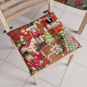 PETTI Artigiani Italiani - Kussen voor stoel, Kerstmis, stoelkussen, 4-puntsset, 6 stuks, stoelkussens van microvezel met linten, soldatine-design, 100% Made in Italy