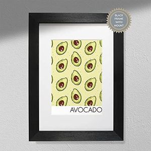 Avocadoprint - wanddecoratie keuken | wit frame met A4-standaard