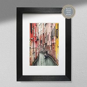 Drijvende Venetië, stadsfotografie, zwart frame met A4-standaard