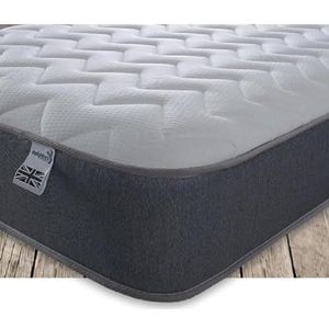 Starlight Beds Essentials Europees zigzagmatras voor eenpersoonsbed, 90 x 200 x 19 cm, met veren en traagschuim, grijs