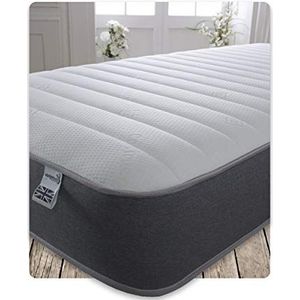 Starlight Beds Tweepersoonsbed matras van traagschuim, 23 cm dik, met luxe jersey gebreide stof en grijze rand (140 x 180 cm)