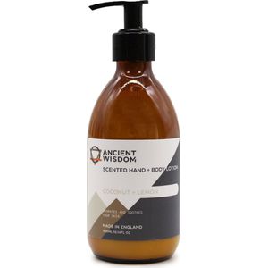 Vegan Geparfumeerde Hand & Body Lotion - Kokos & Citroen - 300ml - Plantaardige Bodylotion