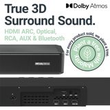 Majority Sierra Plus Dolby Atmos 2.1.2 Soundbar + Subwoofer - 400W, 3 x HDMI, Bluetooth, Optical, USB