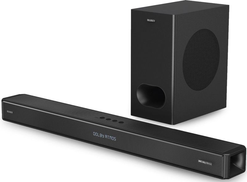 Majority Sierra Plus Dolby Atmos 2.1.2 Soundbar + Subwoofer - 400W, 3 x HDMI, Bluetooth, Optical, USB