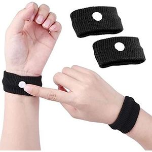 Reisbanden tegen ziekte - acupressuurpolsbandjes voor bewegingsziekte en misselijkheid (1 paar (zwart))