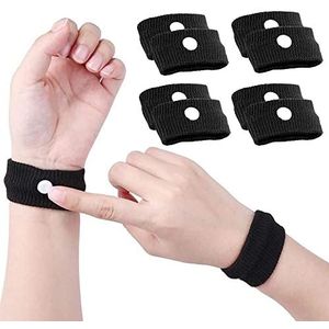 Anti-ziekte reisbanden - Acupressuurpolsbandjes voor bewegingsziekte en misselijkheid (X4 paar (zwart)