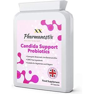 Pharmanostix Candida Support Probiotics -60 veganistische capsules - Alles-in-Ã©Ã©n formule gistsupplement voor vrouwen -15 actieve ingrediÃ«nten en 200 miljoen levende bacteriÃ«n voor darmgezondheid en