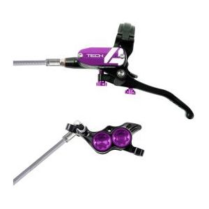 hope tech 4 e4 front disc brake black  purple braided aviation hose