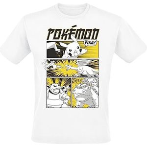 Pokémon Cartoon T-shirt wit XXL 100% katoen Anime, Fan merch, Gaming, Nintendo, Pikachu