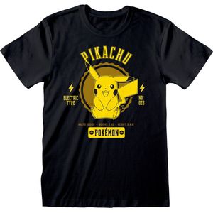 Pokémon - Collegiate Pikachu - T-shirt met Korte Mouwen - Zwart - Uniseks