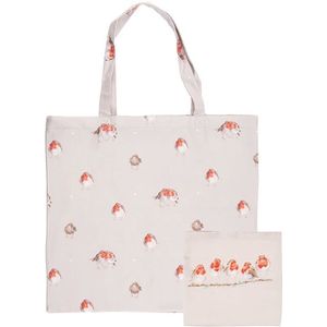 Wrendale Designs - Opvouwbare shopper tas, roze, Vrolijke Robin