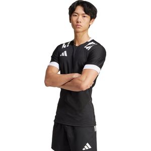 Rugbyshirt - Zwart - 100% Polyester - Korte Mouwen