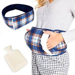 CityComfort Draagbare warmwaterkruik met pluche warmwaterzak en taillehoes voor menstruatiepijn, endometriose en maagkrampen (Tartan) veelkleurig