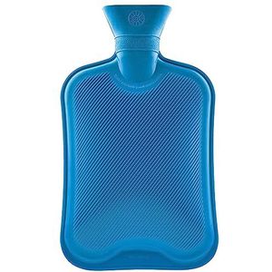 Hot Water Fles Grote 1.8L Rubber Warm Water Bag 1, 2 of 3 Pack Geribbeld Oppervlak Eén Kant voor Pijnverlichting Warm Koud Kompres Krampen Rugpijn Nekpijn (Blauw, 1 stuk)