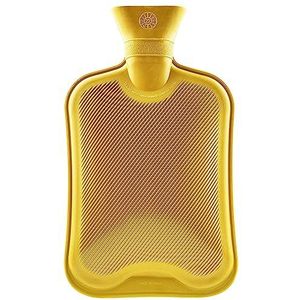 Hot Water Fles Grote 1.8L Rubber Warm Water Bag 1, 2 of 3 Pack Geribbeld Oppervlak Eén Kant voor Pijnverlichting Warm Koud Kompres Krampen Rugpijn Nekpijn (Geel, 1 stuk)