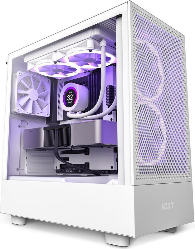 NZXT H5 FLOW White - Midtowermodel - Mini-IT - Micro-AT - ATX - Geen Voeding - SGCC Stee