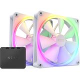 NZXT F140 RGB CORE white & RGB Lighting Controller - Ventilator 2 stuks - 140 mm - 4 Pins - 500rpm - 1500rpm - RGB - wit