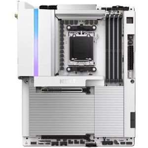 NZXT N9 X870E Gaming Moederbord - AMD X870E AM5 ATX voor Ryzen 9000/8000/7000-20+2+1, DDR5, 4X M.2, PCIe 5.0, 5GbE, USB 4 - M.2 snelontgrendelingssloten, volledige metalen afdekking, witte PCB