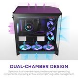 NZXT - H9 Flow RGB - Midi Tower ATX Gaming Behuizing - Zwart - Glasvenster