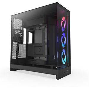 NZXT - H9 Flow RGB - Midi Tower ATX Gaming Behuizing - Zwart - Glasvenster