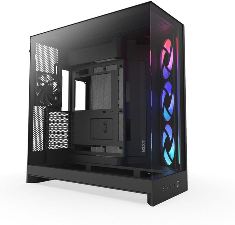 NZXT - H9 Flow RGB - Midi Tower ATX Gaming Behuizing - Zwart - Glasvenster