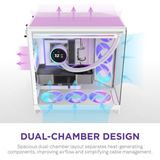 NZXT - H9 Flow RGB+ - Midi Tower ATX Gaming Behuizing - Wit - Glasvenster