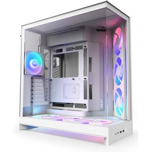 NZXT - H9 Flow RGB+ - Midi Tower ATX Gaming Behuizing - Wit - Glasvenster