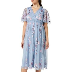 Frock and Frill Geborduurde bloemenjurk voor speciale gelegenheden, dames, ijsblauw, 40, IJsblauw