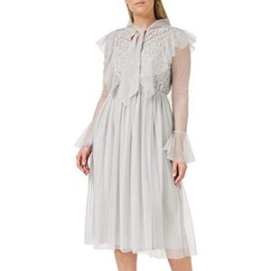 Frock and Frill Dames bloemen geborduurde jurk speciale gelegenheid, grijs, 10, Grijs, 36