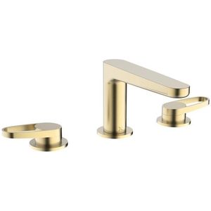 Crosswater Lazo Wastafelkraan - 3-Gats - opbouw - Geborsteld Messing LA135DNF