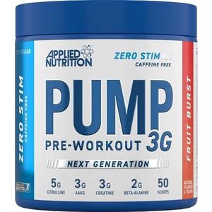 Applied Nutrition - Pump 3G ZERO STIM - Pre-Workout - Fruit Burst - 375 gram - Suikervrij