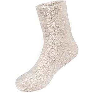 Sleepdown Womens dames teddy fleece sokken unisex super zachte gezellige casual winter warme thermische kerstcadeau UK maat, NATUURLIJK, Small-Medium