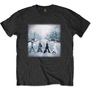 The Beatles - Abbey Christmas Heren T-shirt - L - Zwart